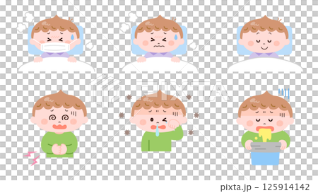 身體不適的男孩的插圖集 125914142