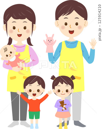 保育士と子どもたち 125914210