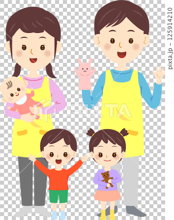 保育士と子どもたち 125914210