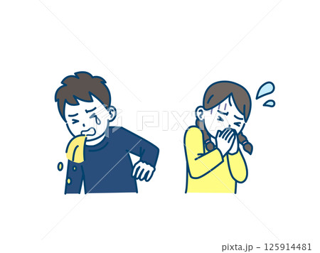 吐き気や嘔吐する子供のイラスト 125914481