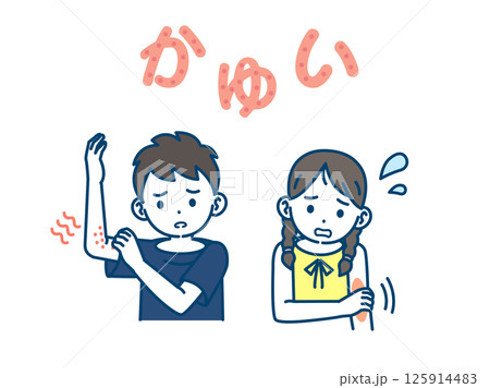 アトピーや蕁麻疹が出る子供のイラスト アトピーや蕁麻疹が出る子供のイラスト 125914483