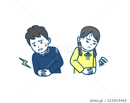 腹痛や消化不良になる子供のイラスト 腹痛や消化不良になる子供のイラスト 125914493