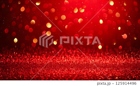 キラキラした抽象的な赤い光とキラキラの背景 125914496