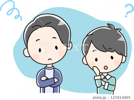 悩みを抱える男性二人組のイラスト 悩みを抱える男性二人組のイラスト 125914805