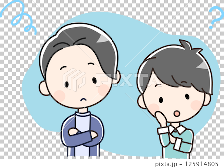 悩みを抱える男性二人組のイラスト 悩みを抱える男性二人組のイラスト 125914805