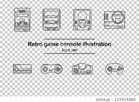 復古遊戲機與控制器圖示集 |紅白機、超級紅白機、Mega Drive 125914860
