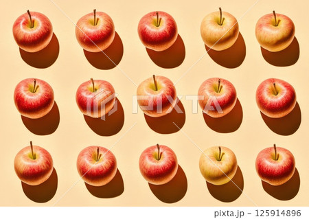 Fresh Red Apples Arranged in a Full Screen Pattern on a Light Background Fresh Red Apples Arranged in a Full Screen Pattern on a Light Background 125914896
