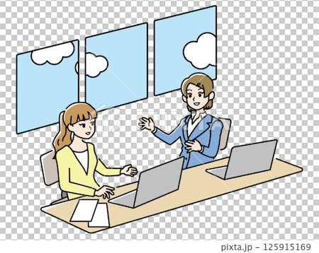 女性在白天工作時交談 125915169