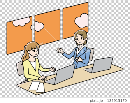 黃昏時分，婦女們在工作時交談 125915170