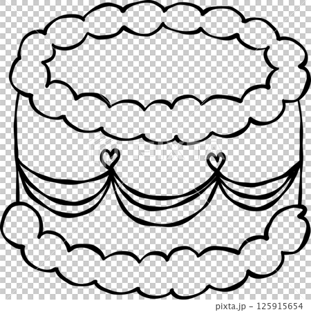 Coquette Vintage Cake with Retro Charm Hand Drawn Line Art Coquette Vintage Cake with Retro Charm Hand Drawn Line Art 125915654