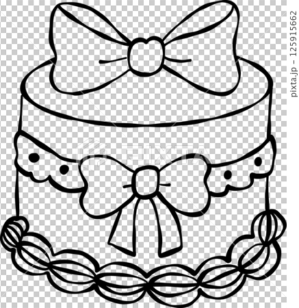 Coquette Vintage Cake with Retro Charm Hand Drawn Line Art Coquette Vintage Cake with Retro Charm Hand Drawn Line Art 125915662