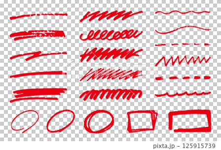 Set of hand drawn lines. Doodle marker pen. Underline vector. 125915739