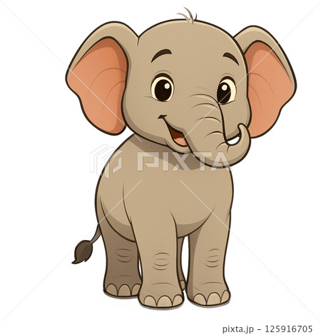 笑顔のかわいいゾウのキャラクターイラスト 125916705