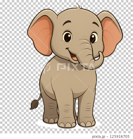笑顔のかわいいゾウのキャラクターイラスト 125916705