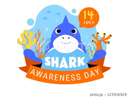 Shark Awareness Day Vector Illustration on 14 July Featuring a Shark and the Ocean to help Preserve the Marine Ecosystem in a Flat Background 125916929