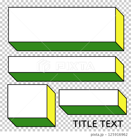 簡單標題框3D插畫素材黑白線綠黃png 125916962