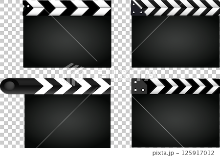 無地の閉じた立体的な4種類のカチンコのセット 無地の閉じた立体的な4種類のカチンコのセット 125917012