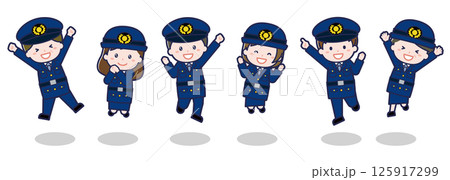 いろいろな人物セット_はしゃぐ_警察官 125917299