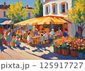 公園でお花を集めている人々 125917727