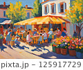 公園でお花を集めている人々 125917729