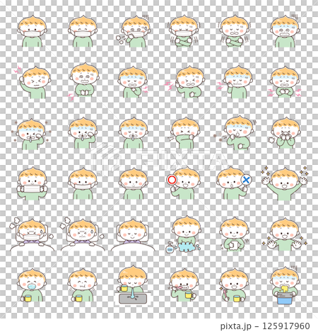 男孩的衛生、健康和預防插圖集 125917960