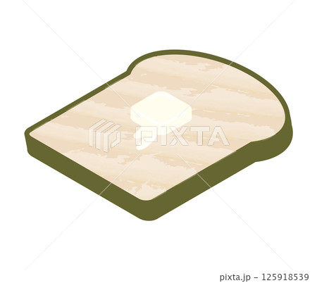 トーストした食パン（山型）にバターを載せたイラスト 125918539