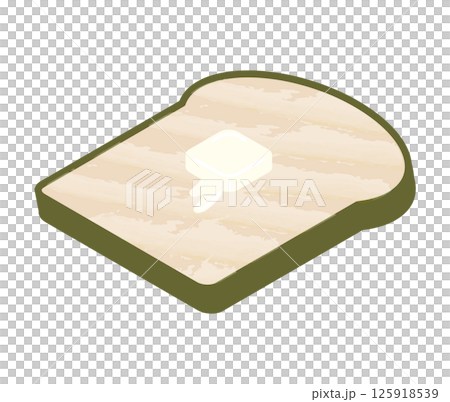 トーストした食パン（山型）にバターを載せたイラスト 125918539