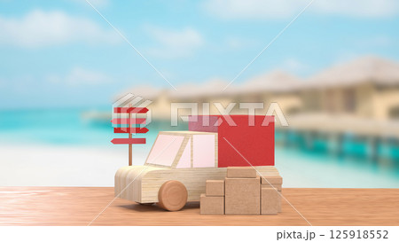 The Cardboard box and van truck for transporting concept 3d rendering. The Cardboard box and van truck for transporting concept 3d rendering. 125918552
