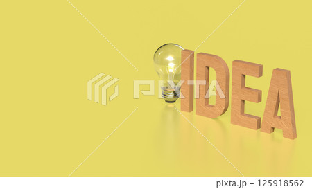 The Light bulb and idea text for creative concept 3d Rendering. 125918562