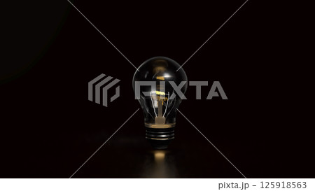 The Light bulb on Black background  for creative concept 3d Rendering. 125918563