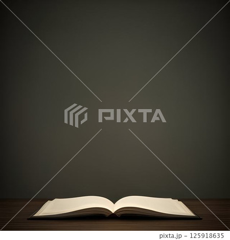 An opened book isolated on a gray background with copy space for your work. 125918635