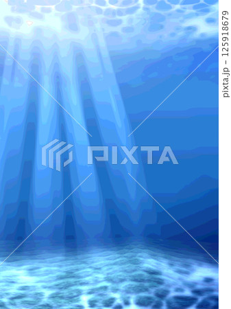 光が差し込みきらきら輝く海中／背景用素材イラスト／A4サイズ 125918679
