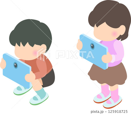 タブレットを使って勉強する子供たち 125918725