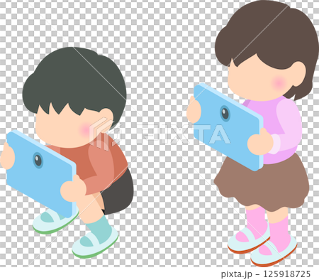 タブレットを使って勉強する子供たち 125918725