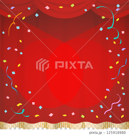 Colorful confetti and stage curtains Colorful confetti and stage curtains 125918980