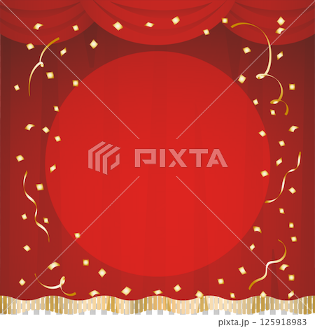 Golden confetti and stage curtains Golden confetti and stage curtains 125918983