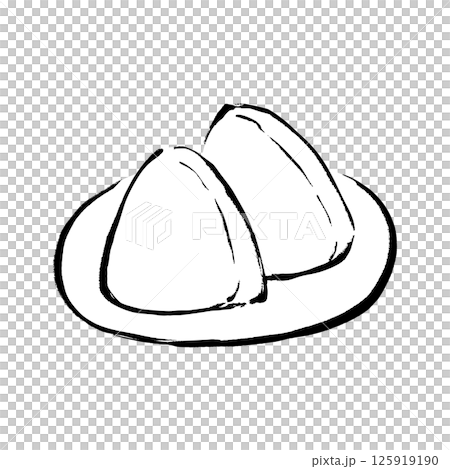 Brush-drawn illustration of onigiri Brush-drawn illustration of onigiri 125919190