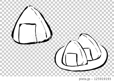 Brush-touched rice ball illustration set Brush-touched rice ball illustration set 125919193