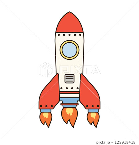 ROCKET vehicle icon doodle cute line illustration single symbol simple minimal clean flat transportation city doodle 125919419