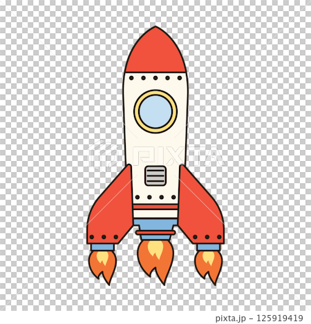 ROCKET vehicle icon doodle cute line illustration single symbol simple minimal clean flat transportation city doodle 125919419