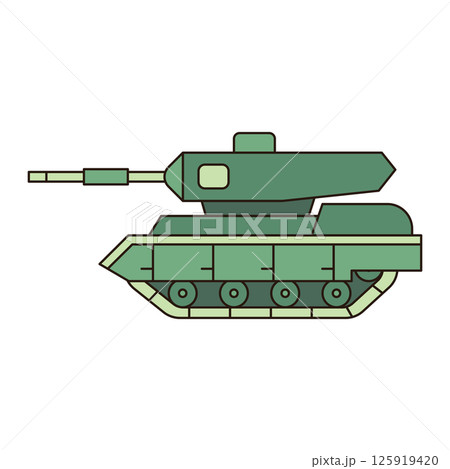 TANK vehicle icon doodle cute line illustration single symbol simple minimal clean flat transportation city doodle 125919420
