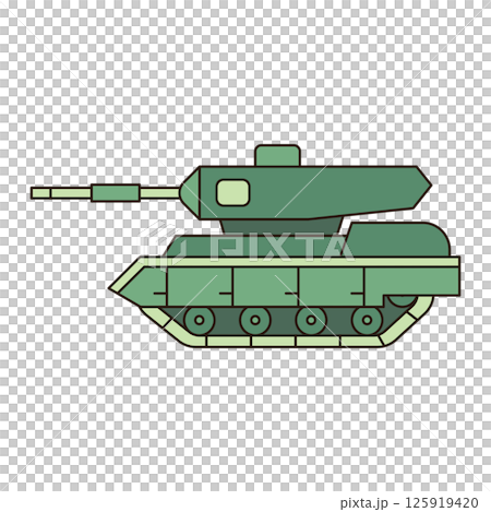 TANK vehicle icon doodle cute line illustration single symbol simple minimal clean flat transportation city doodle 125919420