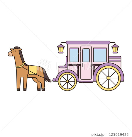 HORSE CARRIAGE vehicle icon doodle cute line illustration single symbol simple minimal clean flat transportation city doodle 125919423