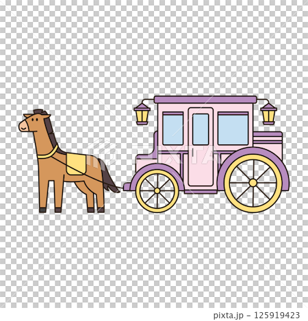 HORSE CARRIAGE vehicle icon doodle cute line illustration single symbol simple minimal clean flat transportation city doodle 125919423