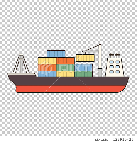 CARGO SHIP vehicle icon doodle cute line illustration single symbol simple minimal clean flat transportation city doodle 125919429
