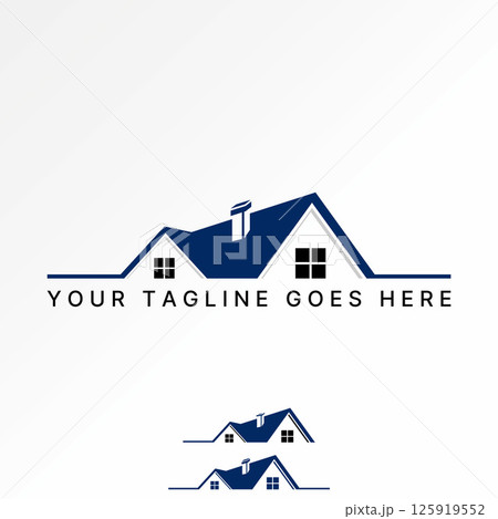 Logo design graphic concept creative premium vector stock image top sell 2 simple roof house with chimney and window exterior building property home 125919552