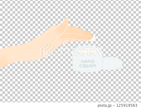 ハンドクリームをすくう手のイラスト 125919563
