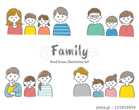 若い子育て家族イラストセット 若い子育て家族イラストセット 125919939