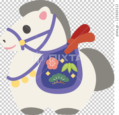 New Year 2026 New Year's card 2026 Clay bell Zodiac Horse Year of the Horse Cute Decoration New Year Illustration material 125920112
