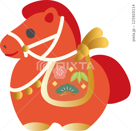 年賀2026　年賀状2026　土鈴　干支　馬　午　午年　うま年　かわいい　飾り　正月　イラスト素材 125920114